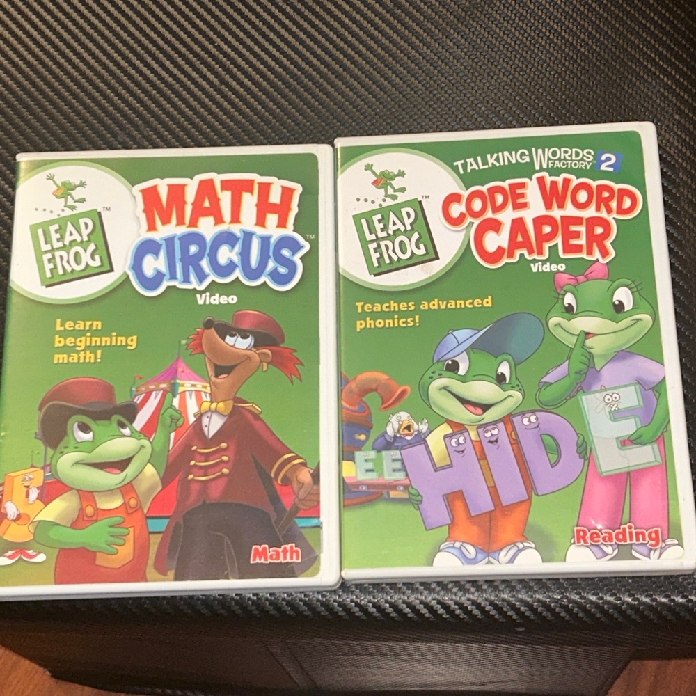 Lot of 2 LEAP FROG Code Word Caper & Math Circus Kids Educational Videos